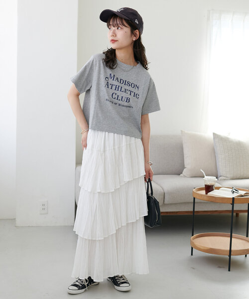DISCOAT（ディスコート）の「【WEB限定】MADISONコンパクトTシャツ（Tシャツ/カットソー・レディース・カーキ/グレイッシュベージュ/ホワイト/ネイビー/グレー/アイボリー・MEDIUM）」の21枚目の写真