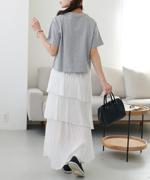 DISCOAT（ディスコート）の「【WEB限定】MADISONコンパクトTシャツ（Tシャツ/カットソー・レディース・カーキ/グレイッシュベージュ/ホワイト/ネイビー/グレー/アイボリー・MEDIUM）」の22枚目の写真