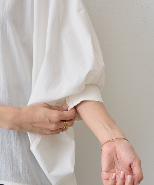 BEARDSLEY(ビアズリー)の「ギャザードルマンチュニック(Tシャツ/カットソー・レディース・ホワイト/ブルー・FREE)」の18枚目の写真