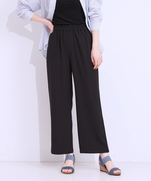 SHOO・LA・RUE（シューラルー）の「【洗える/ひんやり/UV/SS-3L】さらさらぷるんワイドパンツ（その他パンツ・レディース・ブラック/ベージュ/グリーン・01/05/04/03/02/10）」の2枚目の写真