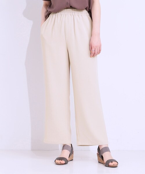 SHOO・LA・RUE（シューラルー）の「【洗える/ひんやり/UV/SS-3L】さらさらぷるんワイドパンツ（その他パンツ・レディース・ブラック/ベージュ/グリーン・01/05/04/03/02/10）」の8枚目の写真