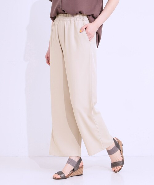 SHOO・LA・RUE（シューラルー）の「【洗える/ひんやり/UV/SS-3L】さらさらぷるんワイドパンツ（その他パンツ・レディース・ブラック/ベージュ/グリーン・01/05/04/03/02/10）」の9枚目の写真