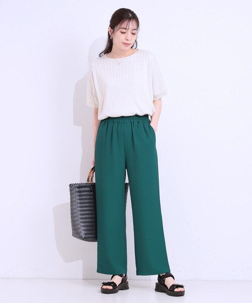 SHOO・LA・RUE（シューラルー）の「【洗える/ひんやり/UV/SS-3L】さらさらぷるんワイドパンツ（その他パンツ・レディース・ブラック/ベージュ/グリーン・01/05/04/03/02/10）」の14枚目の写真