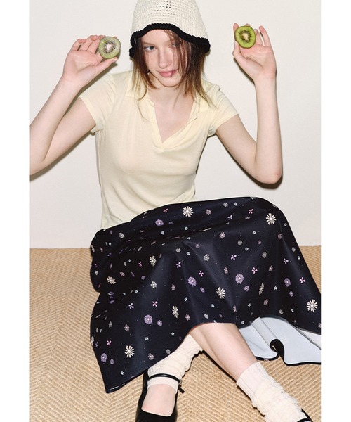 【極美品】アトリエアンワン　デルデランリネン　グランスカート　サイズ1 SALE】Layered A-line Skirt