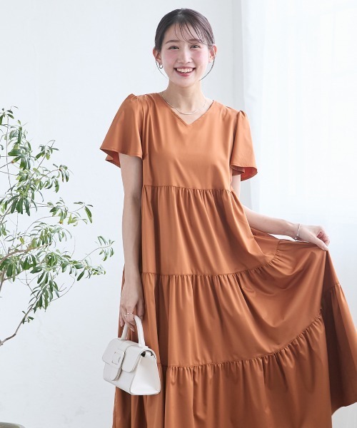 Petitjo（プッチージョ）の「小さいサイズ　ティアードワンピース　低身長さん・小柄女性（ワンピース・レディース・ブラウン/ネイビー・PSS/PS/PM/PL）」の5枚目の写真