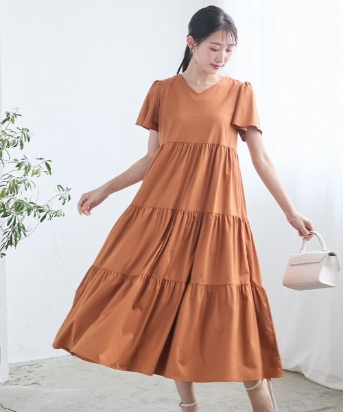 Petitjo（プッチージョ）の「小さいサイズ　ティアードワンピース　低身長さん・小柄女性（ワンピース・レディース・ブラウン/ネイビー・PSS/PS/PM/PL）」の6枚目の写真