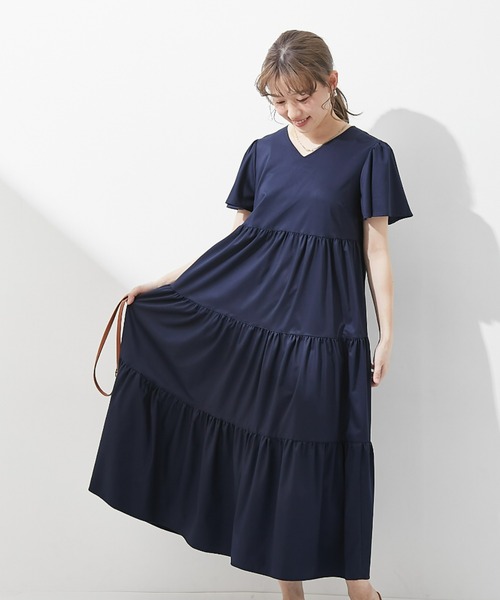 Petitjo（プッチージョ）の「小さいサイズ　ティアードワンピース　低身長さん・小柄女性（ワンピース・レディース・ブラウン/ネイビー・PSS/PS/PM/PL）」の9枚目の写真