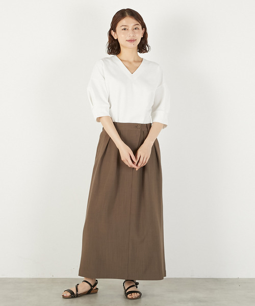 LOGEMENT DE CLAIRE(ロジュモンドクレール)の「Vネックプルオーバー(Tシャツ/カットソー・レディース・ホワイト/杢グレー/ブラック・FREE)」の6枚目の写真