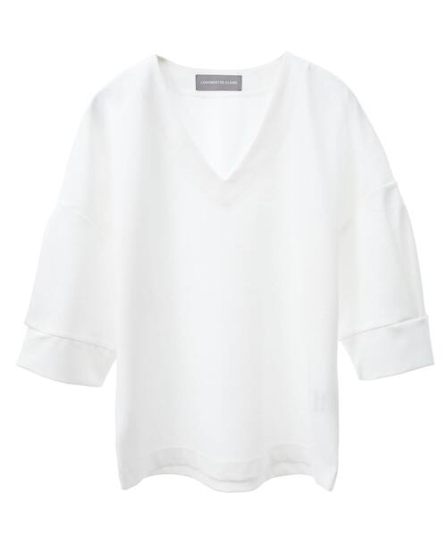 LOGEMENT DE CLAIRE(ロジュモンドクレール)の「Vネックプルオーバー(Tシャツ/カットソー・レディース・ホワイト/杢グレー/ブラック・FREE)」の7枚目の写真