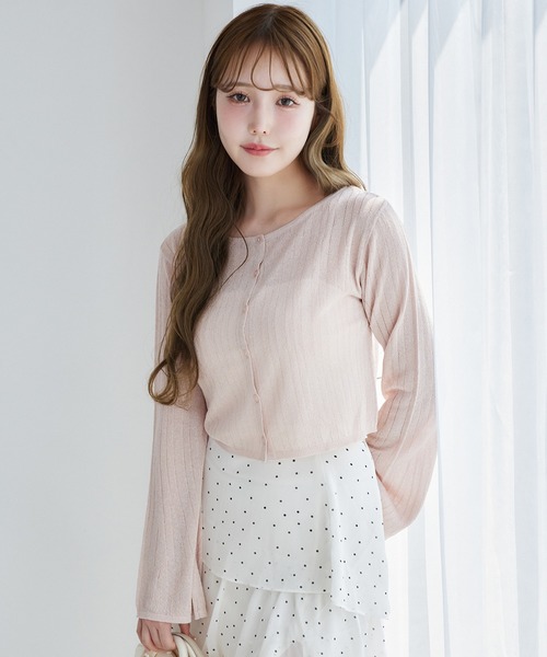 one after another NICE CLAUP(ワンアフターアナザーナイスクラップ)の「シアーベルスリーブカーディガン(カーディガン/ボレロ・レディース・アイボリー/グレー/ミント/ピンク/オフホワイト/ベージュ/ラベンダー・FREE)」の7枚目の写真