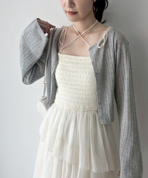 one after another NICE CLAUP(ワンアフターアナザーナイスクラップ)の「シアーベルスリーブカーディガン(カーディガン/ボレロ・レディース・アイボリー/グレー/ミント/ピンク/オフホワイト/ベージュ/ラベンダー・FREE)」の18枚目の写真