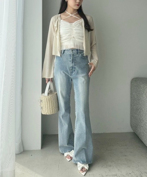 one after another NICE CLAUP(ワンアフターアナザーナイスクラップ)の「シアーベルスリーブカーディガン(カーディガン/ボレロ・レディース・アイボリー/グレー/ミント/ピンク/オフホワイト/ベージュ/ラベンダー・FREE)」の14枚目の写真