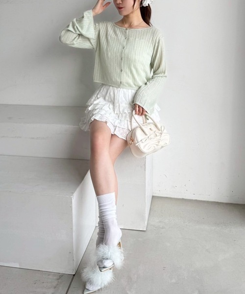 one after another NICE CLAUP(ワンアフターアナザーナイスクラップ)の「シアーベルスリーブカーディガン(カーディガン/ボレロ・レディース・アイボリー/グレー/ミント/ピンク/オフホワイト/ベージュ/ラベンダー・FREE)」の22枚目の写真