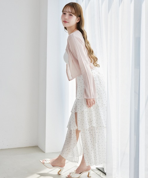 one after another NICE CLAUP(ワンアフターアナザーナイスクラップ)の「シアーベルスリーブカーディガン(カーディガン/ボレロ・レディース・アイボリー/グレー/ミント/ピンク/オフホワイト/ベージュ/ラベンダー・FREE)」の9枚目の写真