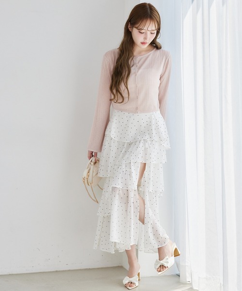 one after another NICE CLAUP(ワンアフターアナザーナイスクラップ)の「シアーベルスリーブカーディガン(カーディガン/ボレロ・レディース・アイボリー/グレー/ミント/ピンク/オフホワイト/ベージュ/ラベンダー・FREE)」の8枚目の写真