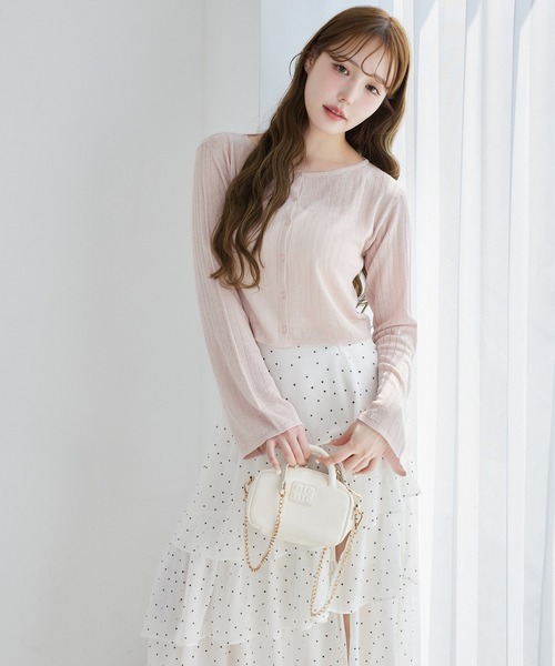 one after another NICE CLAUP(ワンアフターアナザーナイスクラップ)の「シアーベルスリーブカーディガン(カーディガン/ボレロ・レディース・アイボリー/グレー/ミント/ピンク/オフホワイト/ベージュ/ラベンダー・FREE)」の11枚目の写真