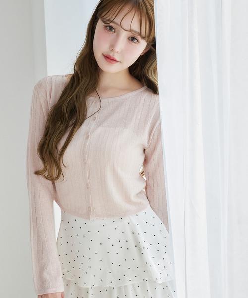 one after another NICE CLAUP(ワンアフターアナザーナイスクラップ)の「シアーベルスリーブカーディガン(カーディガン/ボレロ・レディース・アイボリー/グレー/ミント/ピンク/オフホワイト/ベージュ/ラベンダー・FREE)」の12枚目の写真