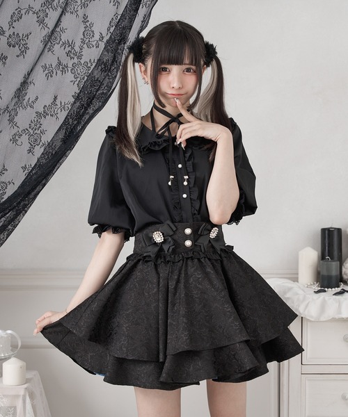 Pal elfy（パルエルフィー）の「チョーカー付きコットンフリルブラウス（シャツ/ブラウス・レディース・オフホワイト/ブラック・LARGE/フリー）」の10枚目の写真