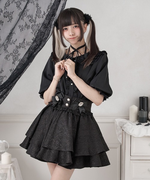 Pal elfy（パルエルフィー）の「チョーカー付きコットンフリルブラウス（シャツ/ブラウス・レディース・オフホワイト/ブラック・LARGE/フリー）」の9枚目の写真