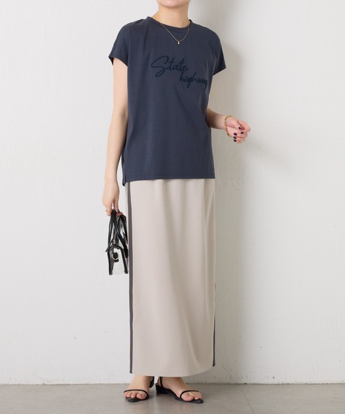 COLLAGE GALLARDAGALANTE(コラージュガリャルダガランテ)の「サイドラインカットタイトスカート/セットアップ可(スカート・レディース・ライトグレー/ブラウン・FREE)」の3枚目の写真