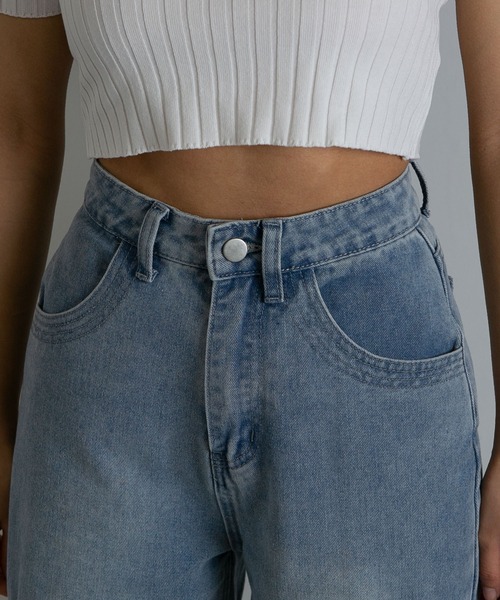 pumpkin port（パンプキンポート）の「レース切替 デニムワイドロングパンツ（デニムパンツ・レディース・ブルー/ブラック/ネイビー・LL/L/M/S）」の15枚目の写真