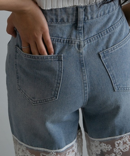 pumpkin port（パンプキンポート）の「レース切替 デニムワイドロングパンツ（デニムパンツ・レディース・ブルー/ブラック/ネイビー・LL/L/M/S）」の19枚目の写真