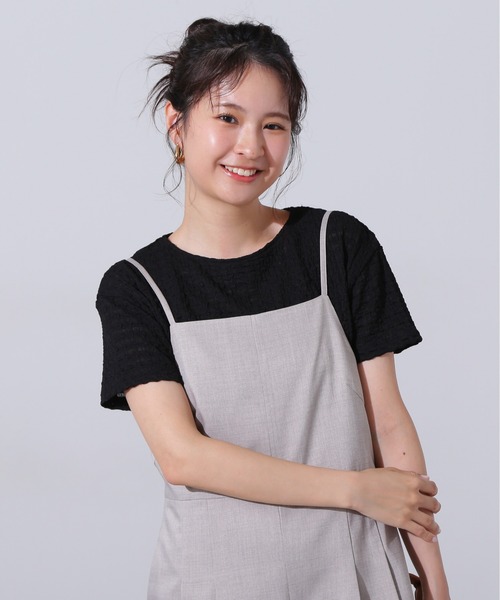 N.(N. Natural Beauty Basic)(エヌエヌナチュラルビューティーベーシック)の「ポコポコボクシーカットソー(Tシャツ/カットソー・レディース・ピンク/オフホワイト/ブラック・MEDIUM)」の2枚目の写真
