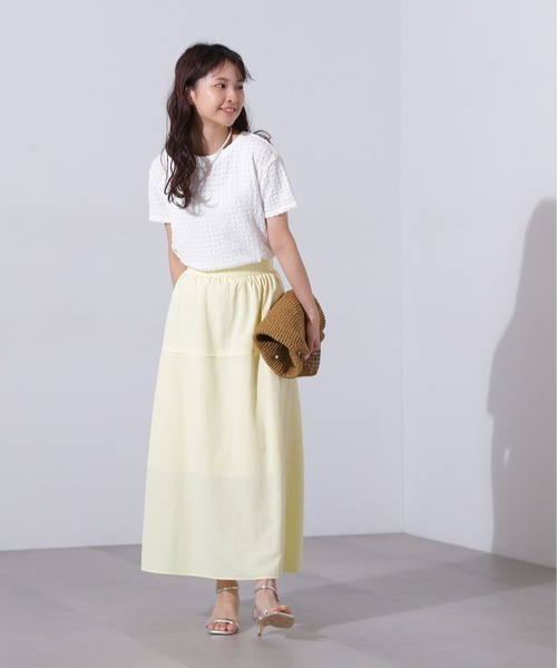 N.(N. Natural Beauty Basic)(エヌエヌナチュラルビューティーベーシック)の「ポコポコボクシーカットソー(Tシャツ/カットソー・レディース・ピンク/オフホワイト/ブラック・MEDIUM)」の7枚目の写真