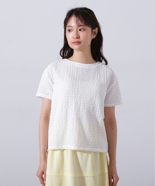 N.(N. Natural Beauty Basic)(エヌエヌナチュラルビューティーベーシック)の「ポコポコボクシーカットソー(Tシャツ/カットソー・レディース・ピンク/オフホワイト/ブラック・MEDIUM)」の9枚目の写真