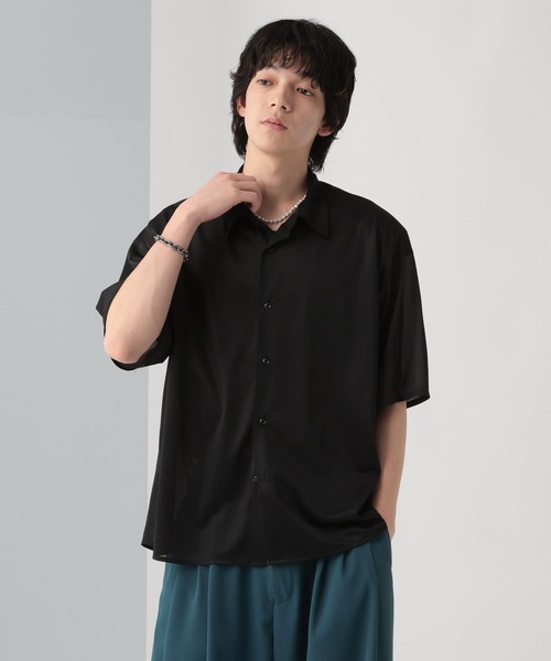 HARE（ハレ）の「【WEB限定】マルチマテリアルシアーシャツSS(HARE)（シャツ/ブラウス・メンズ・ブラック/パープル/グレー・LARGE/MEDIUM/SMALL）」の22枚目の写真