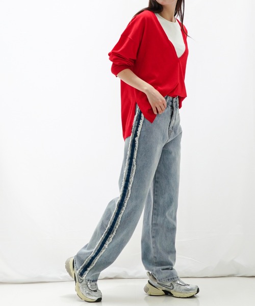 gossip!ロサンゼルス(ゴシップロサンゼルス)の「アウトシーム ルーズデニム(デニムパンツ・レディース・ブルー・S/M)」の1枚目の写真
