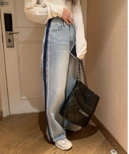 gossip!ロサンゼルス(ゴシップロサンゼルス)の「アウトシーム ルーズデニム(デニムパンツ・レディース・ブルー・S/M)」の3枚目の写真