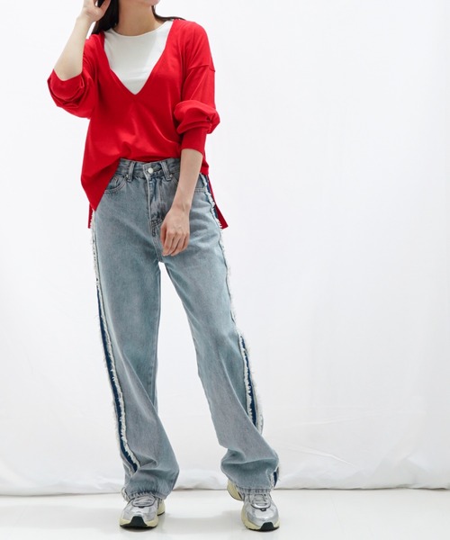 gossip!ロサンゼルス(ゴシップロサンゼルス)の「アウトシーム ルーズデニム(デニムパンツ・レディース・ブルー・S/M)」の4枚目の写真