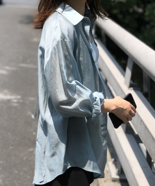 Forcement(フォースメント)の「バックリボン軽やかワイドシアーシャツ(シャツ/ブラウス・レディース・ホワイト/カーキ/ピンク/ブルー・FREE)」の10枚目の写真