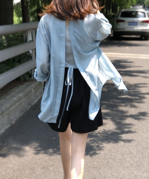 Forcement(フォースメント)の「バックリボン軽やかワイドシアーシャツ(シャツ/ブラウス・レディース・ホワイト/カーキ/ピンク/ブルー・FREE)」の11枚目の写真