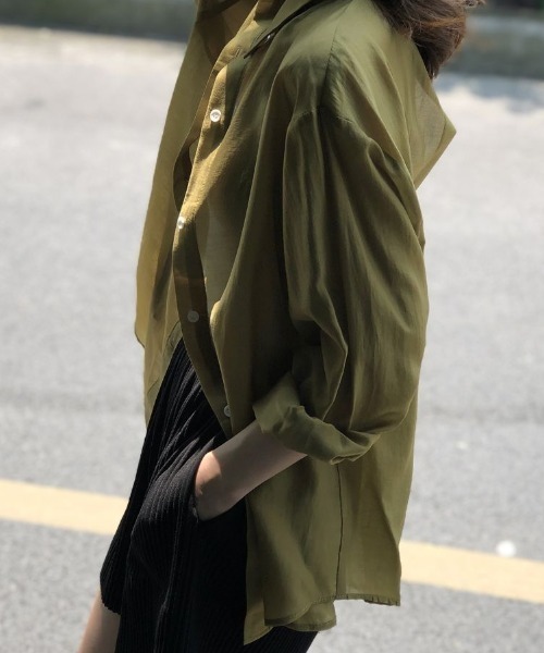 Forcement(フォースメント)の「バックリボン軽やかワイドシアーシャツ(シャツ/ブラウス・レディース・ホワイト/カーキ/ピンク/ブルー・FREE)」の17枚目の写真