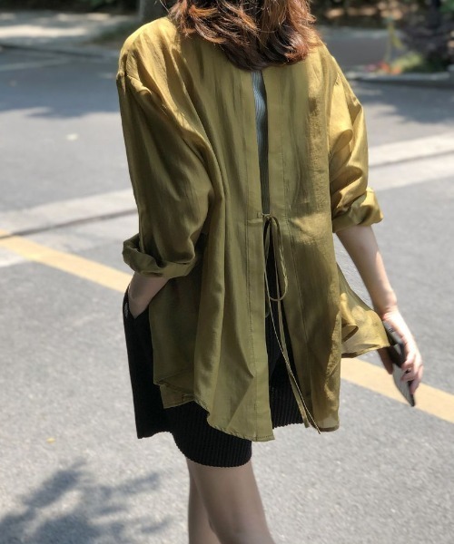 Forcement(フォースメント)の「バックリボン軽やかワイドシアーシャツ(シャツ/ブラウス・レディース・ホワイト/カーキ/ピンク/ブルー・FREE)」の18枚目の写真