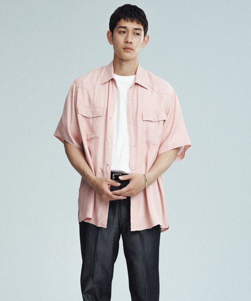 ADAM ET ROPE'（アダムエロペ）の「ウエスタン ショートスリーブシャツ（シャツ/ブラウス・メンズ・ブラック/オフホワイト/ピンク・M/L）」の4枚目の写真