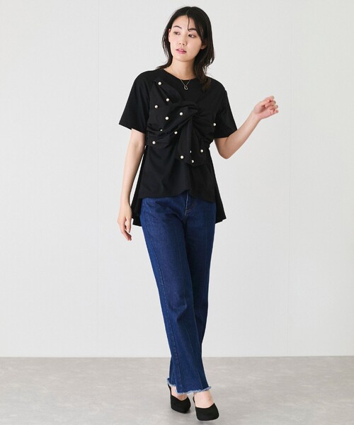Jayro(ジャイロ)の「パールデコフリルTシャツ(Tシャツ/カットソー・レディース・ブラック/ホワイト系その他・M)」の14枚目の写真