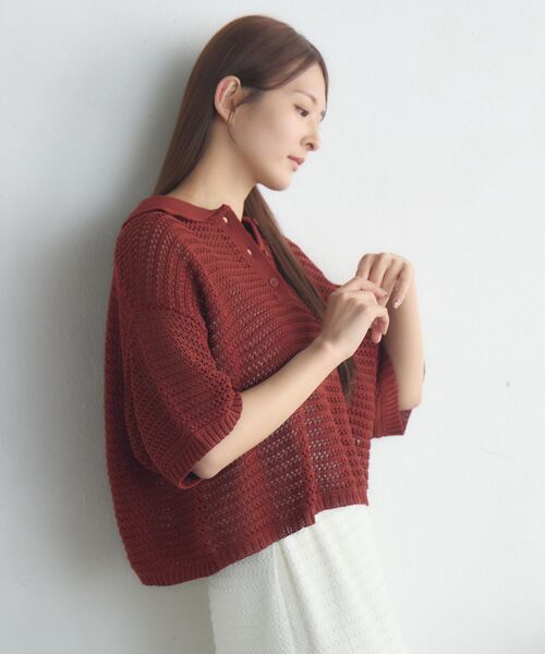 RETRO GIRL(レトロガール)の「メッシュラガー5分袖NTPO(ニット/セーター・レディース・ブラウン/ブラック系その他3/ブルー・FREE)」の19枚目の写真