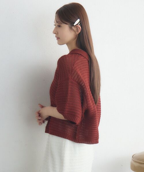 RETRO GIRL(レトロガール)の「メッシュラガー5分袖NTPO(ニット/セーター・レディース・ブラウン/ブラック系その他3/ブルー・FREE)」の18枚目の写真