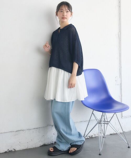 RETRO GIRL(レトロガール)の「メッシュラガー5分袖NTPO(ニット/セーター・レディース・ブラウン/ブラック系その他3/ブルー・FREE)」の14枚目の写真