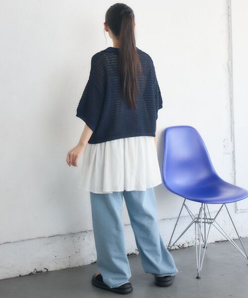 RETRO GIRL(レトロガール)の「メッシュラガー5分袖NTPO(ニット/セーター・レディース・ブラウン/ブラック系その他3/ブルー・FREE)」の13枚目の写真