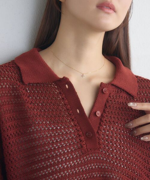 RETRO GIRL(レトロガール)の「メッシュラガー5分袖NTPO(ニット/セーター・レディース・ブラウン/ブラック系その他3/ブルー・FREE)」の8枚目の写真