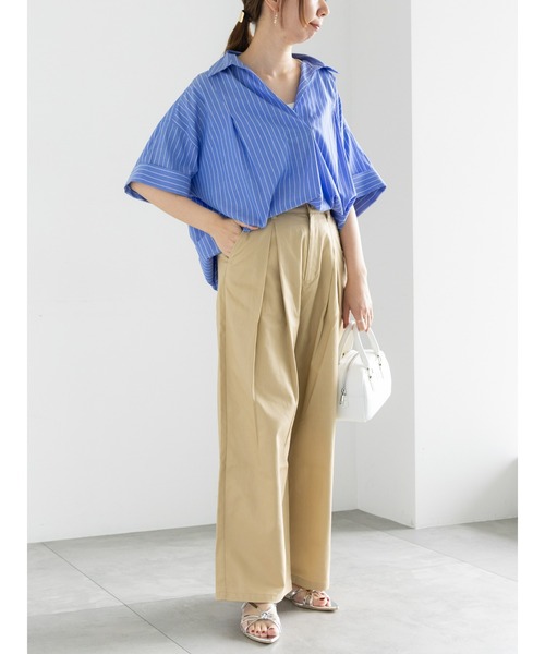 Samansa Mos2(サマンサ モスモス)の「インボックスタックバギーパンツ(チノパンツ・レディース・ベージュ/カーキ・マルチサイズ)」の1枚目の写真