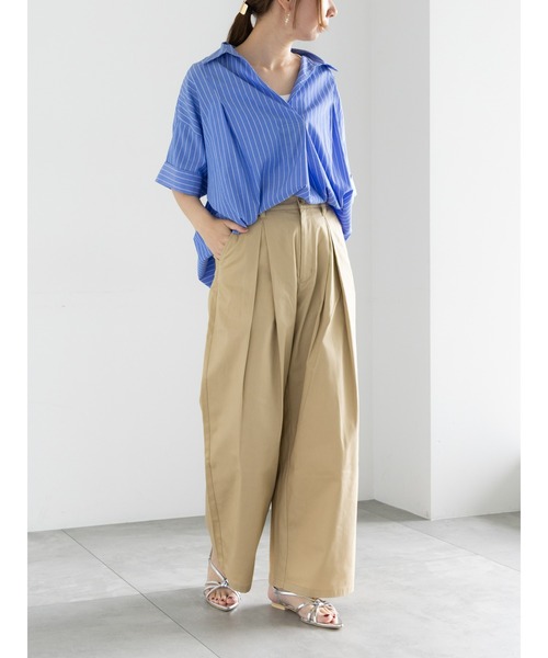 Samansa Mos2(サマンサ モスモス)の「インボックスタックバギーパンツ(チノパンツ・レディース・ベージュ/カーキ・マルチサイズ)」の6枚目の写真