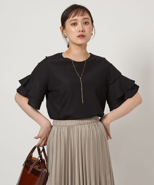 green label relaxing(グリーンレーベルリラクシング)の「シルトリ ダブルフレアスリーブ プルオーバー カットソー(Tシャツ/カットソー・レディース・ブラック/ブラウン系/オフホワイト/その他1・FREE)」の2枚目の写真