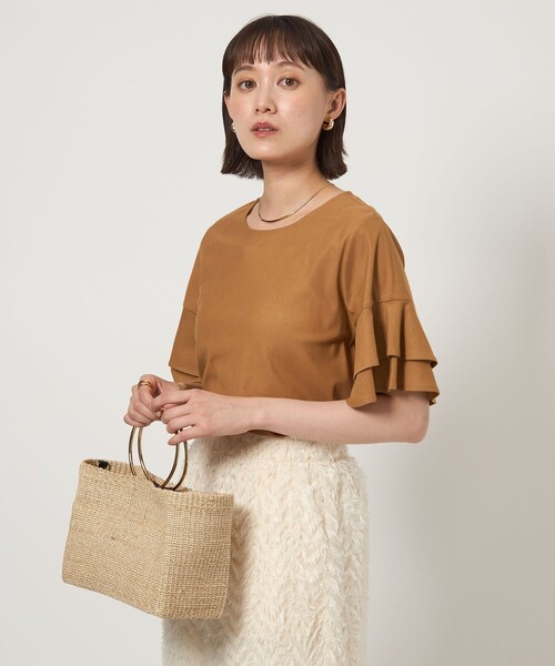 green label relaxing(グリーンレーベルリラクシング)の「シルトリ ダブルフレアスリーブ プルオーバー カットソー(Tシャツ/カットソー・レディース・ブラック/ブラウン系/オフホワイト/その他1・FREE)」の5枚目の写真