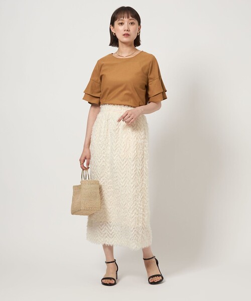 green label relaxing(グリーンレーベルリラクシング)の「シルトリ ダブルフレアスリーブ プルオーバー カットソー(Tシャツ/カットソー・レディース・ブラック/ブラウン系/オフホワイト/その他1・FREE)」の7枚目の写真