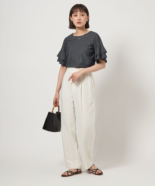 green label relaxing(グリーンレーベルリラクシング)の「シルトリ ダブルフレアスリーブ プルオーバー カットソー(Tシャツ/カットソー・レディース・ブラック/ブラウン系/オフホワイト/その他1・FREE)」の9枚目の写真